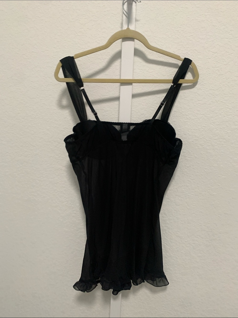Y2K Apt 9 Black Ruffle Hem Chemise - Picture 5 of 7